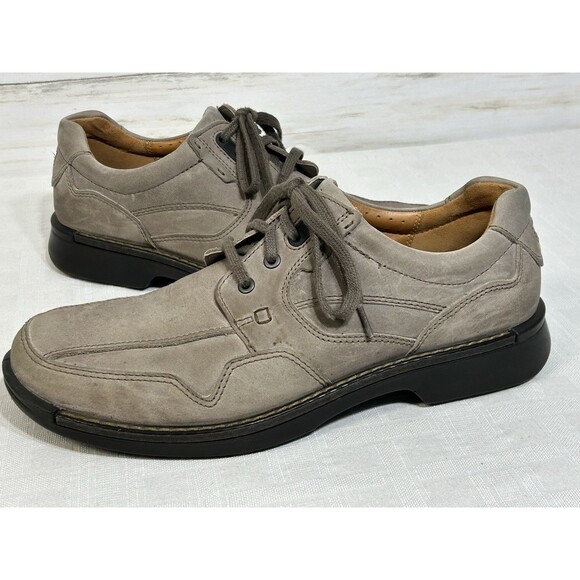 ECCO Light Shock Point Shoes Men Sz. 46 12-12.5 Gray Brown Leather Oxfords dress main image 5
